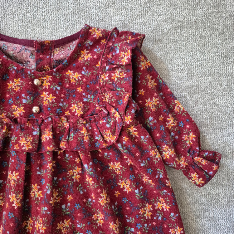 پیراهن گل دار لینن موهر دخترانه