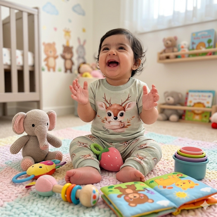 تیشرت و شلوار نوزادی طرح گوزن